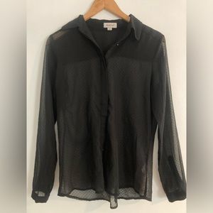 Black Polka Dot Button-up Blouse